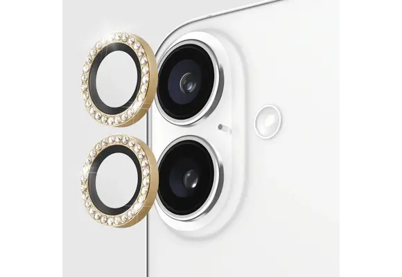 Kate Spade Aluminum Stone Ring Camera Lens Glass Protector for Apple iPhone 16 /16 Plus - Gold
