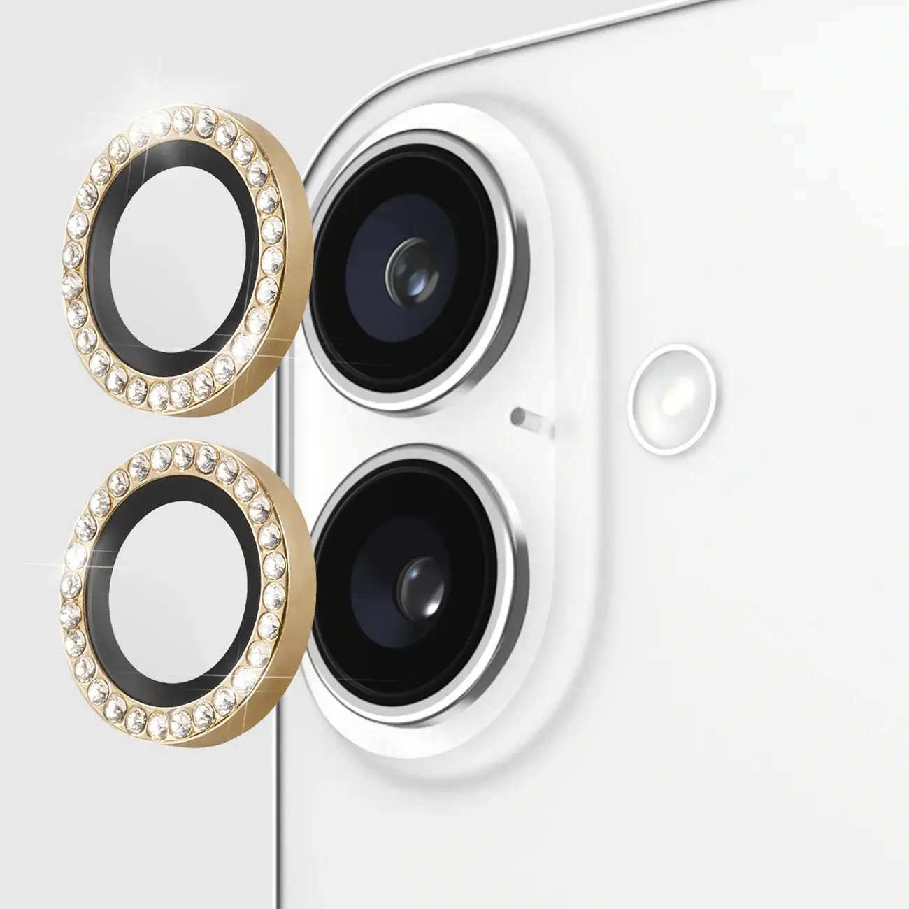 Kate Spade Aluminum Stone Ring Camera Lens Glass Protector for Apple iPhone 16 /16 Plus - Gold