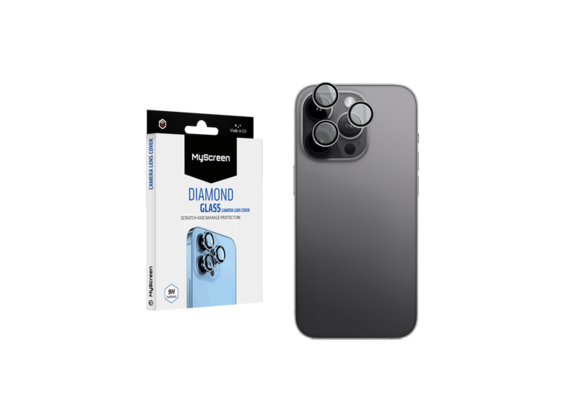 MyScreen Diamond Glass Tempered Glass Camera Lens for iPhone 16 /16 Plus - Black