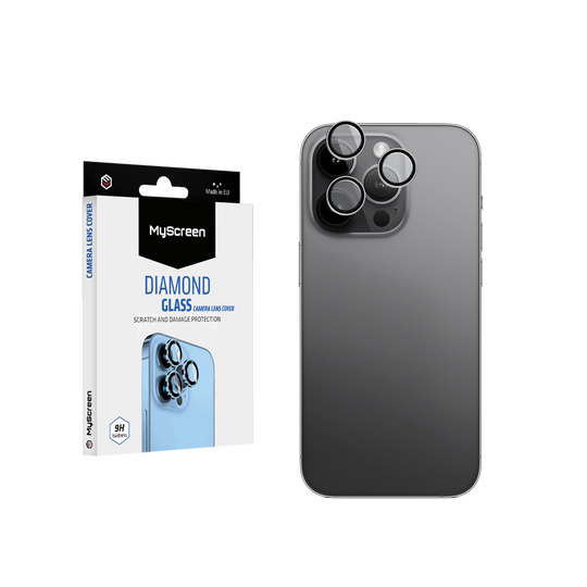 MyScreen Diamond Glass Tempered Glass Camera Lens for iPhone 16 /16 Plus - Black