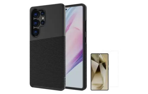 Axessorize ProTech Plus Case + ArmorGlass Screen Protector for Samsung Galaxy S25 Ultra - Black