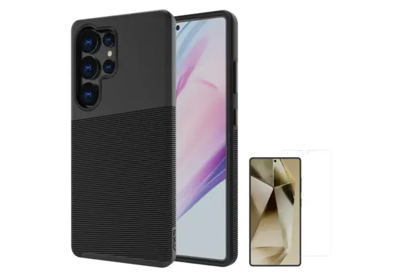 Axessorize ProTech Plus Case + ArmorGlass Screen Protector for Samsung Galaxy S25 Ultra - Black