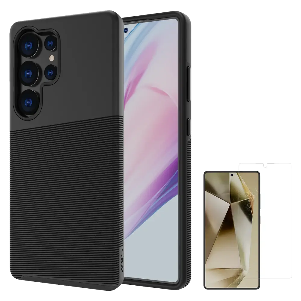 Axessorize ProTech Plus Case + ArmorGlass Screen Protector for Samsung Galaxy S25 Ultra - Black