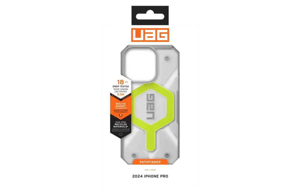 UAG Pathfinder Clear MagSafe Case for iPhone 16 Pro - Active Neon
