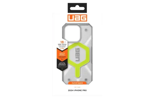UAG Pathfinder Clear MagSafe Case for iPhone 16 Pro - Active Neon