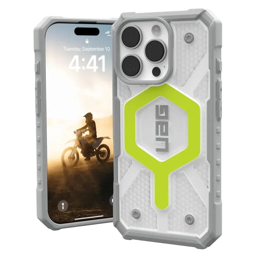 UAG Pathfinder Clear MagSafe Case for iPhone 16 Pro - Active Neon