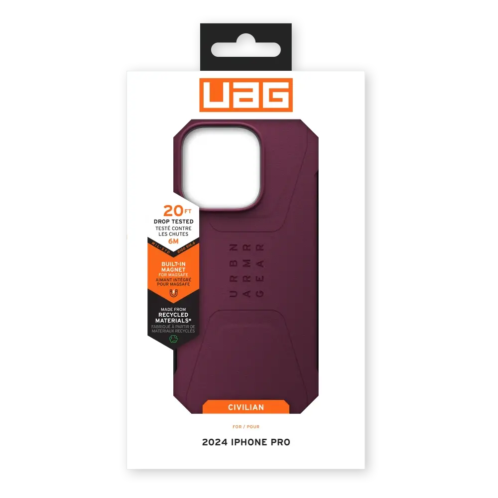 UAG Civilian MagSafe Case for iPhone 16 Pro - Bordeaux