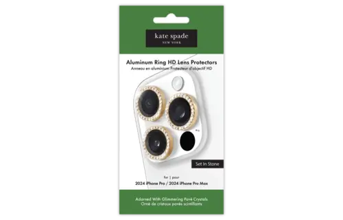 Kate Spade Aluminum Stone Ring Camera Lens Glass Protector for Apple iPhone 16 Pro /16 Pro Max - Gold