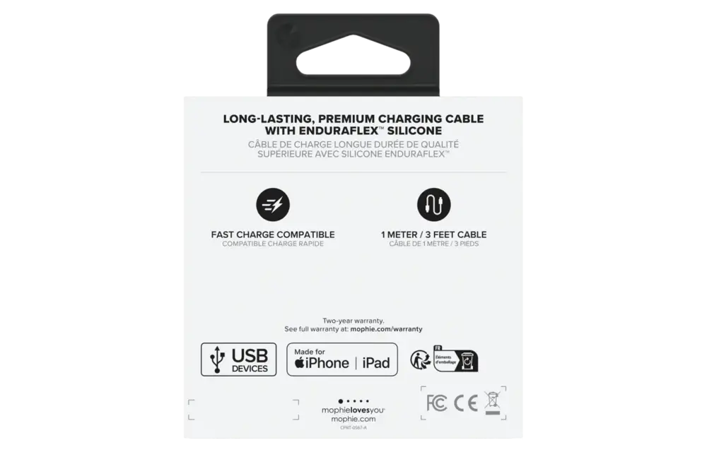 Mophie Charge Stream USB to Apple Lightning Cable 3ft/1m - Black