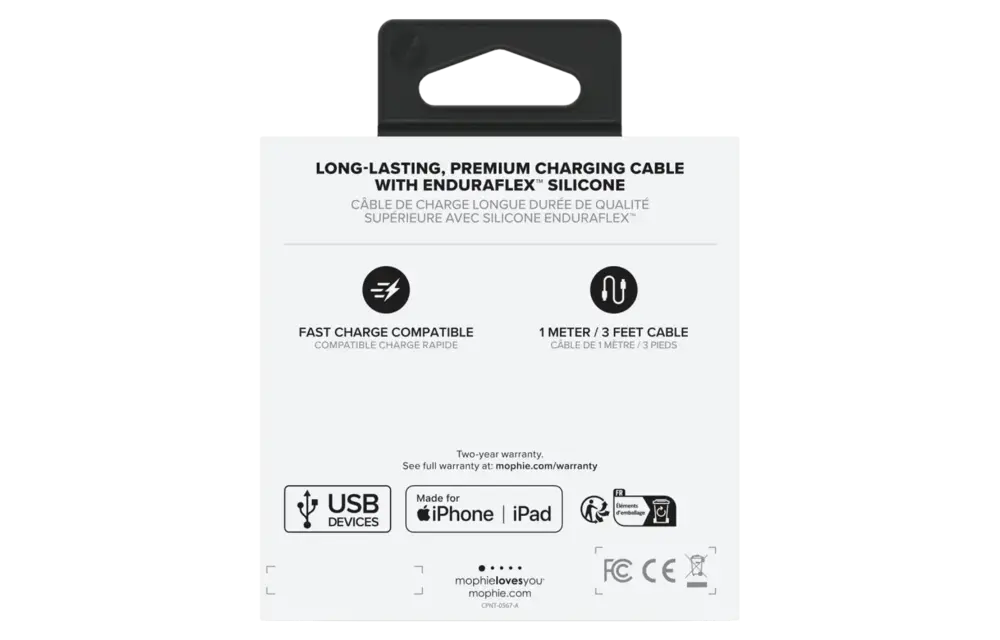 Mophie Charge Stream USB to Apple Lightning Cable 6ft/2m - Black