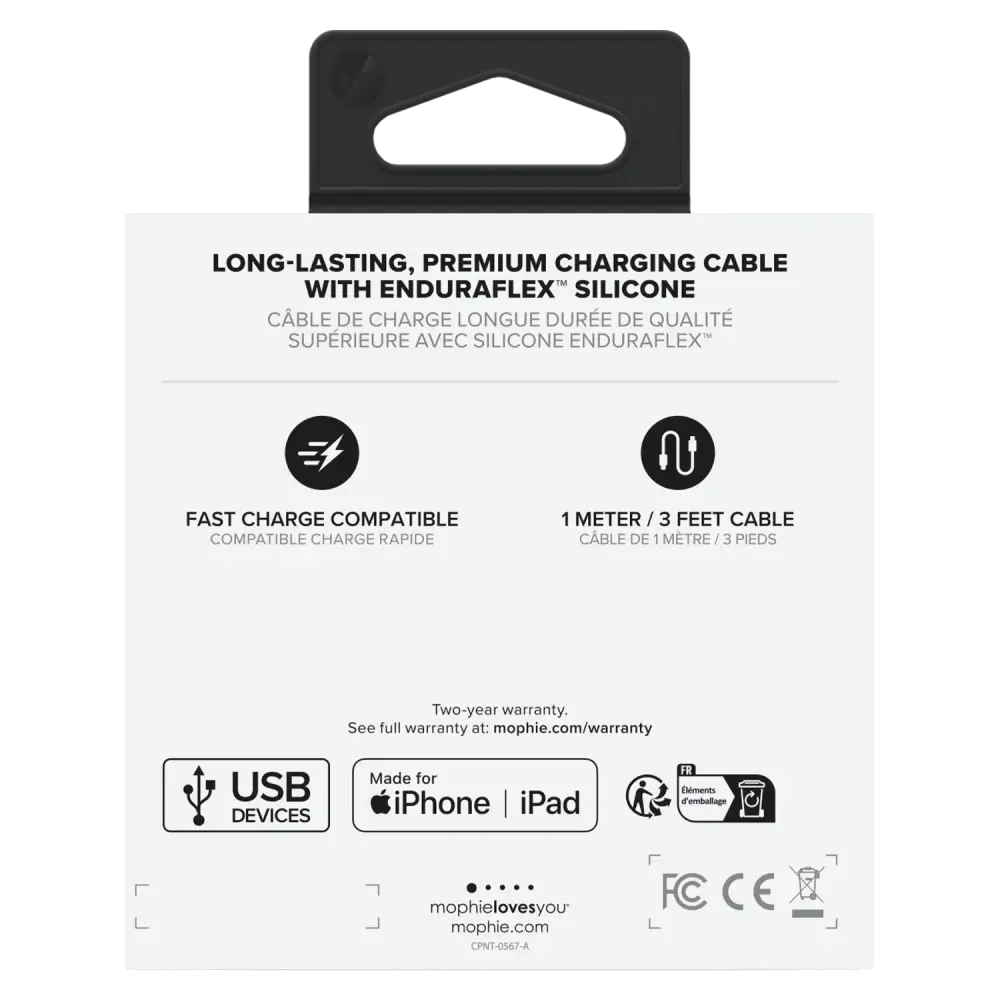 Mophie Charge Stream USB to Apple Lightning Cable 6ft/2m - Black