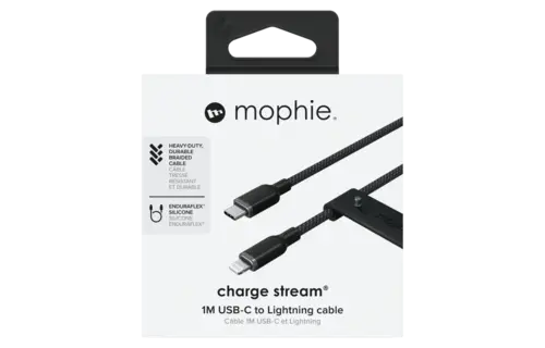 Mophie Charge Stream USB-C to Apple Lightning Cable 3ft/1M - Black