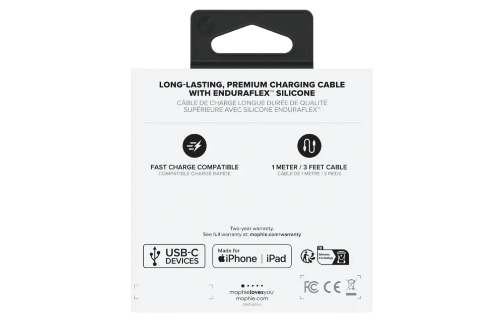 Mophie Charge Stream USB-C to Apple Lightning Cable 3ft/1M - Black