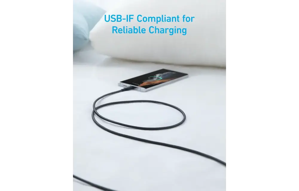 Anker Durable Braided Nylon USB-A to USB-C Cable 6ft/1.8m - Black