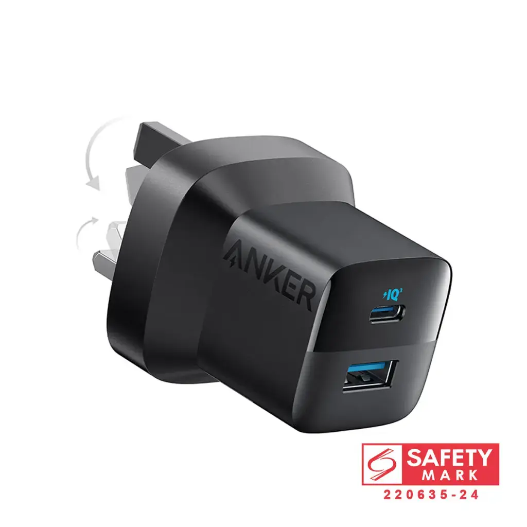 Anker Charger 323 Foldable USB-C PD and USB-A PowerPort 33W - Black
