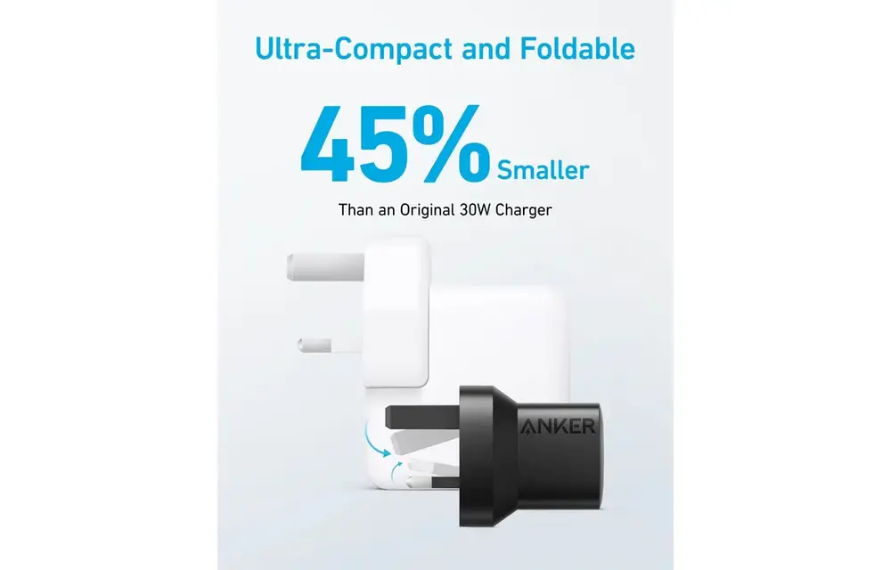 Anker Charger 323 Foldable USB-C PD and USB-A PowerPort 33W - Black