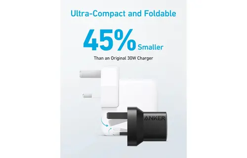 Anker Charger 323 Foldable USB-C PD and USB-A PowerPort 33W - Black