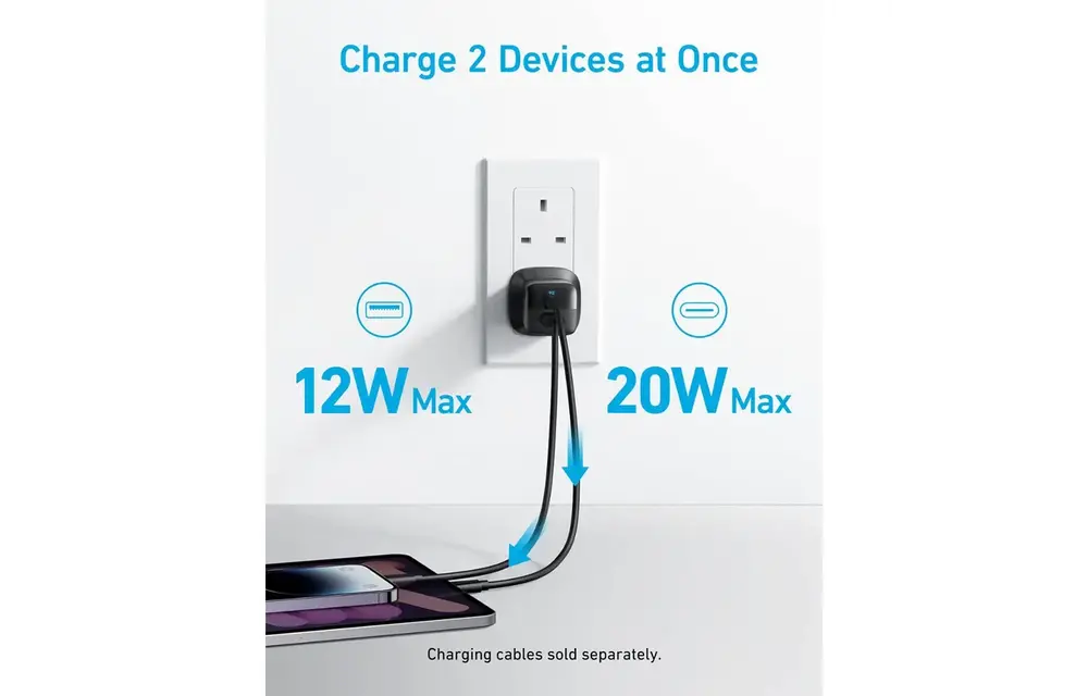 Anker Charger 323 Foldable USB-C PD and USB-A PowerPort 33W - Black