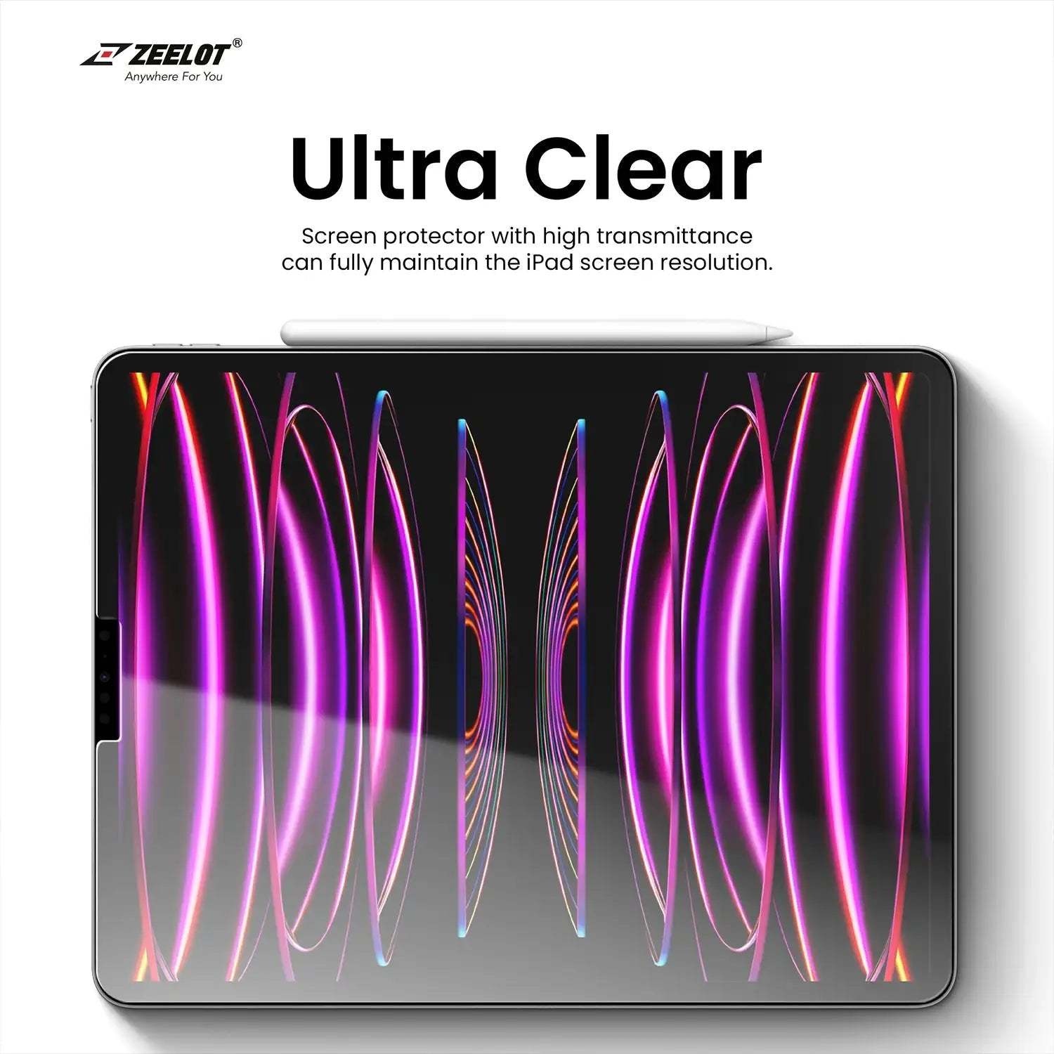 Zeelot Solidsleek Pure Glass Screen Protector for iPad Pro 12.9" (2018-2022) - Anti Blue Ray