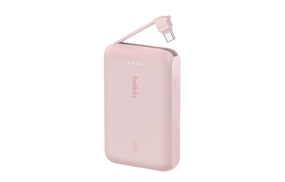 Belkin Boost Charge Power Bank 10K with Integrated USB-C Cable PD 20W 10'000mAh - Pink