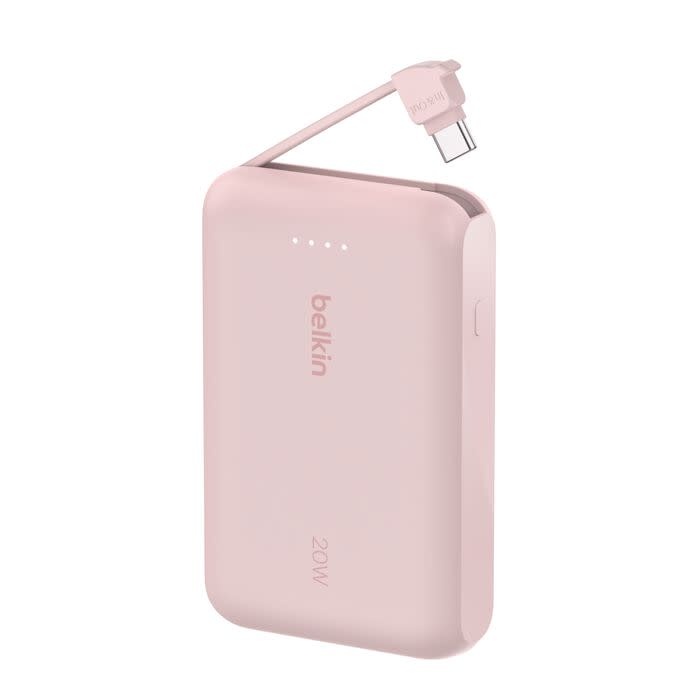 Belkin Boost Charge Power Bank 10K with Integrated USB-C Cable PD 20W 10'000mAh - Pink