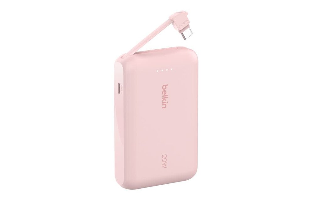 Belkin Boost Charge Power Bank 10K with Integrated USB-C Cable PD 20W 10'000mAh - Pink