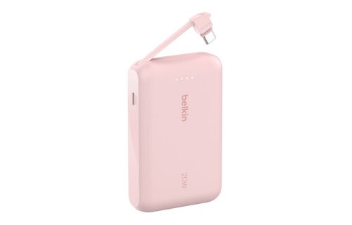 Belkin Boost Charge Power Bank 10K with Integrated USB-C Cable PD 20W 10'000mAh - Pink
