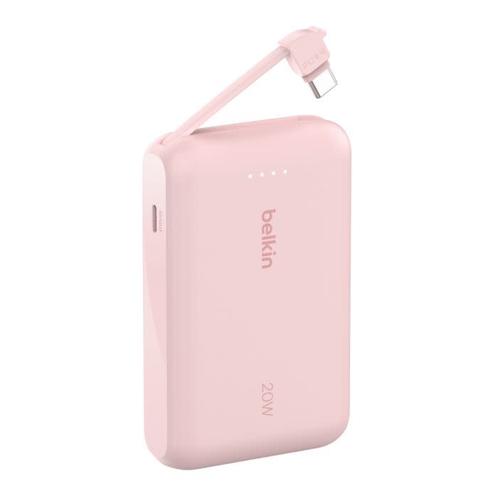 Belkin Boost Charge Power Bank 10K with Integrated USB-C Cable PD 20W 10'000mAh - Pink