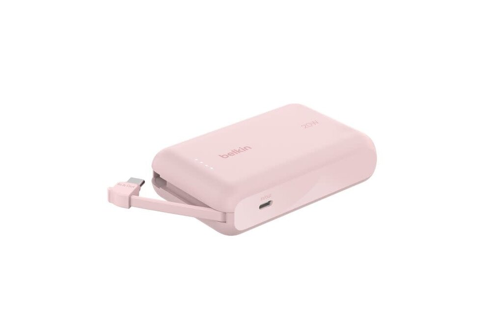 Belkin Boost Charge Power Bank 10K with Integrated USB-C Cable PD 20W 10'000mAh - Pink