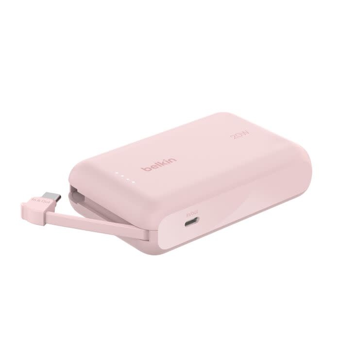 Belkin Boost Charge Power Bank 10K with Integrated USB-C Cable PD 20W 10'000mAh - Pink