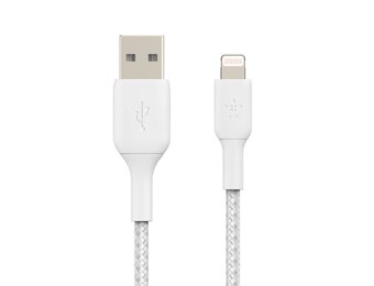 Belkin Boost Up Charge USB-A to Apple Lightning Braided Cable 6.6ft/2m - White