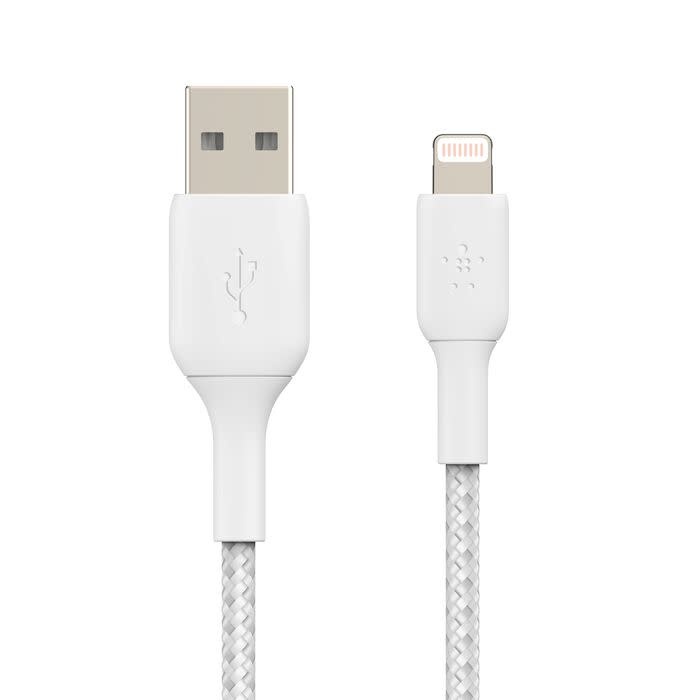 Belkin Boost Up Charge USB-A to Apple Lightning Braided Cable 6.6ft/2m - White