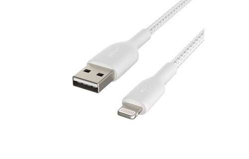 Belkin Boost Up Charge USB-A to Apple Lightning Braided Cable 6.6ft/2m - White