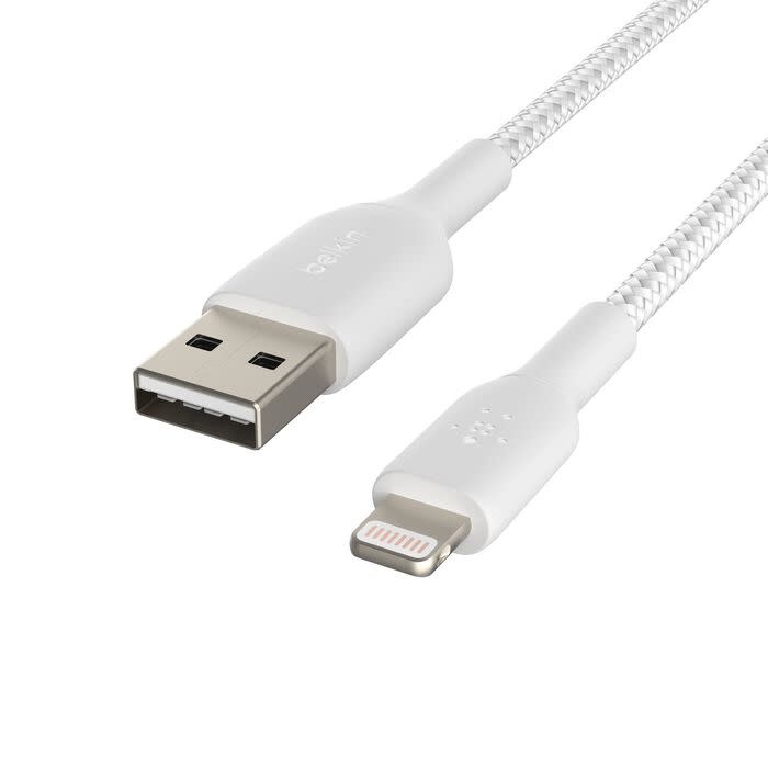 Belkin Boost Up Charge USB-A to Apple Lightning Braided Cable 6.6ft/2m - White