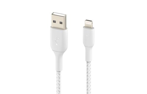 Belkin Boost Up Charge USB-A to Apple Lightning Braided Cable 6.6ft/2m - White
