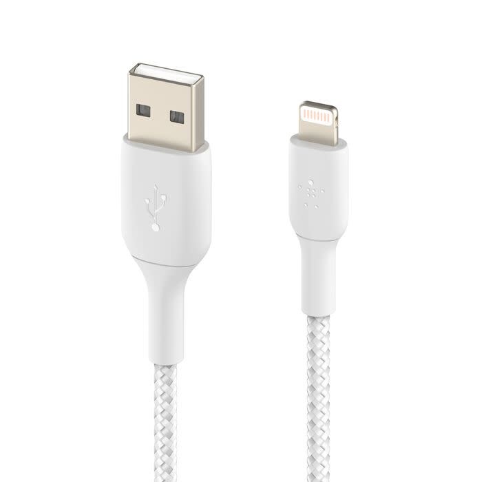 Belkin Boost Up Charge USB-A to Apple Lightning Braided Cable 6.6ft/2m - White
