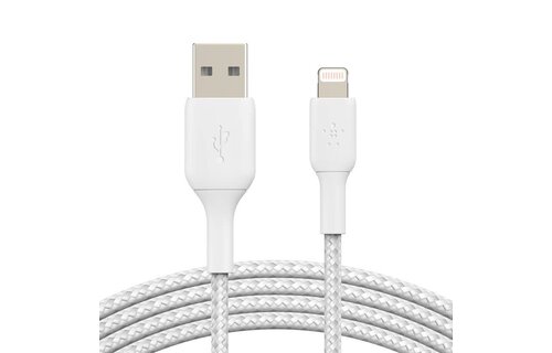 Belkin Boost Up Charge USB-A to Apple Lightning Braided Cable 6.6ft/2m - White