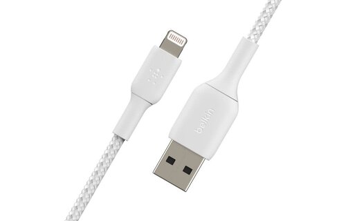 Belkin Boost Up Charge USB-A to Apple Lightning Braided Cable 6.6ft/2m - White