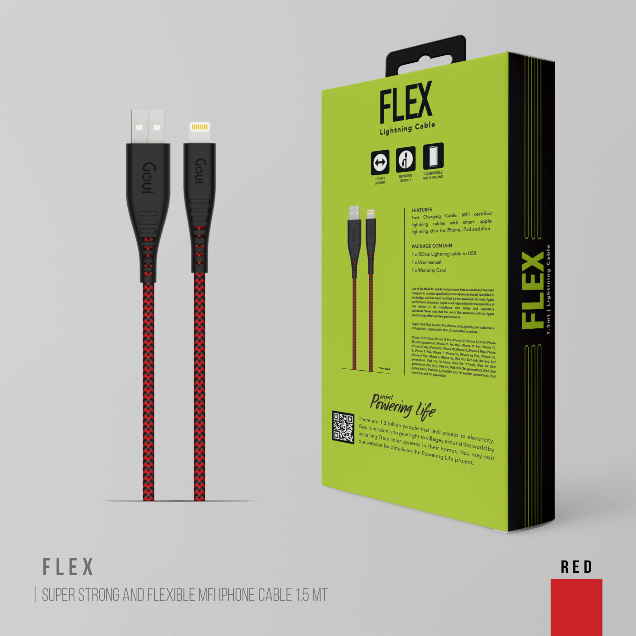 Goui USB to Lightning Cable 1.5m - Red