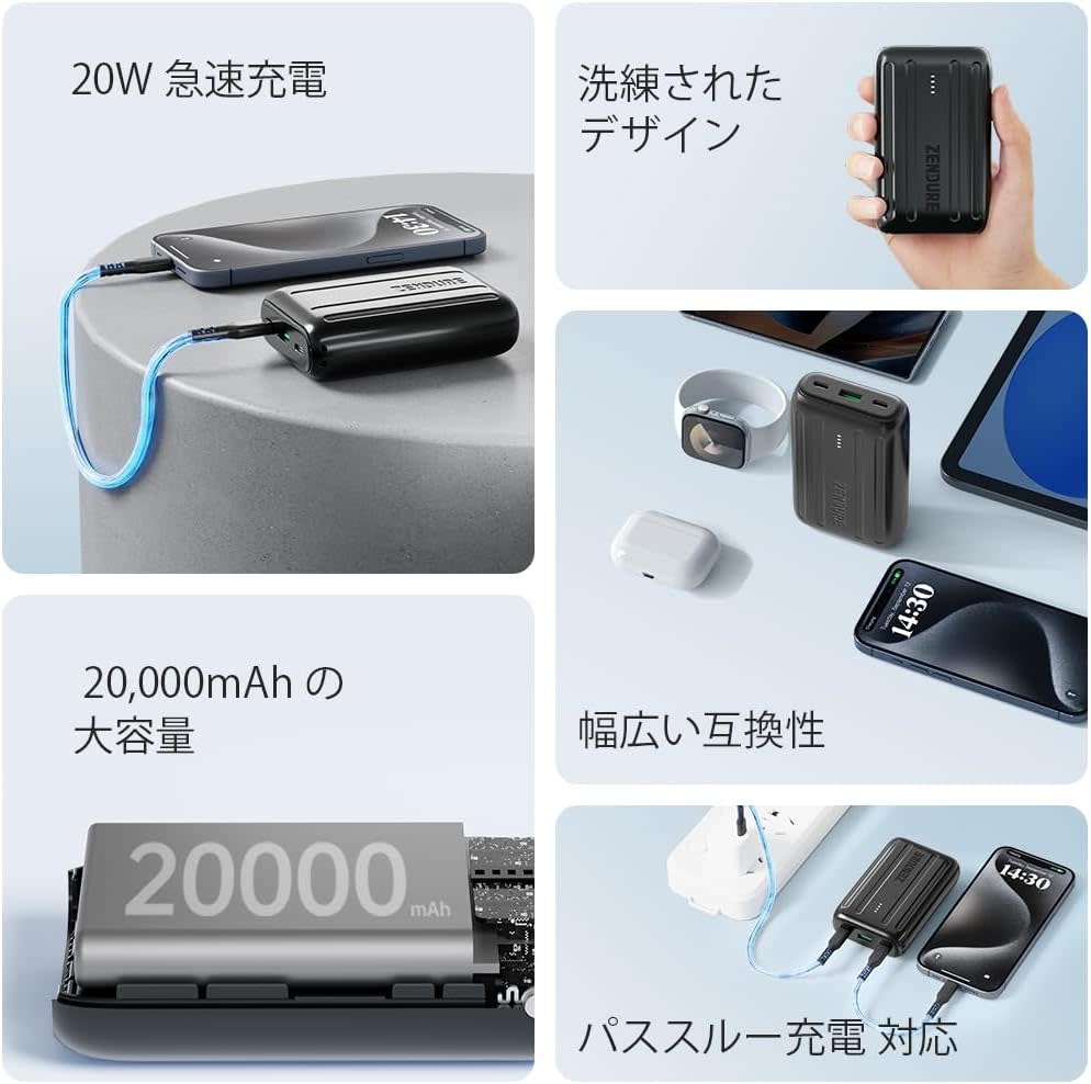 Zendure SuperMini 20+ PD Power Bank 20,000mAh - Black