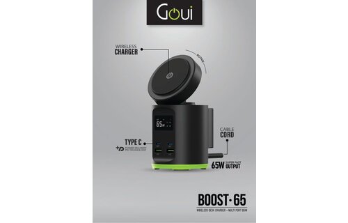 Goui Boost 65 Wireless Desk Charger + Multi Port 65W - Black