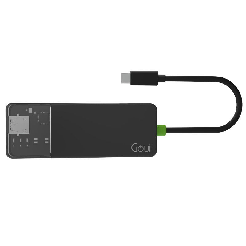 Goui Hub 7 in 1 100W Super Fast Multi Ports Hub - Black