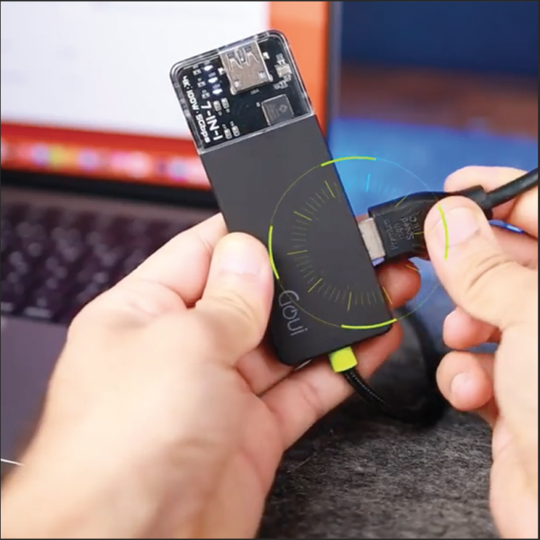 Goui Hub 7 in 1 100W Super Fast Multi Ports Hub - Black