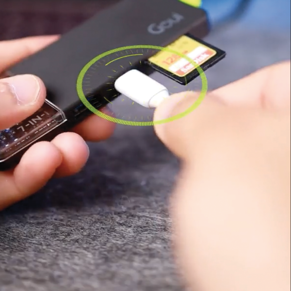 Goui Hub 7 in 1 100W Super Fast Multi Ports Hub - Black