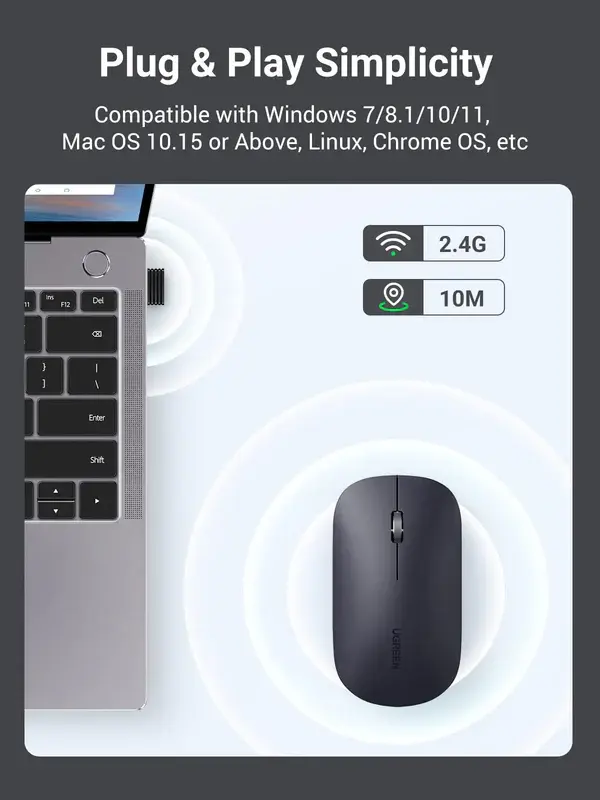 UGREEN Portable Wireless Mouse - Black