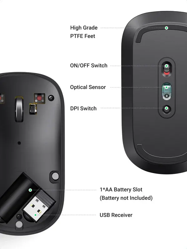 UGREEN Portable Wireless Mouse - Black