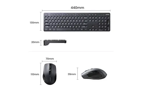 UGREEN Wireless Keyboard and Mouse Combo for Windows / Mac Os / Linux / Chrome OS - Black