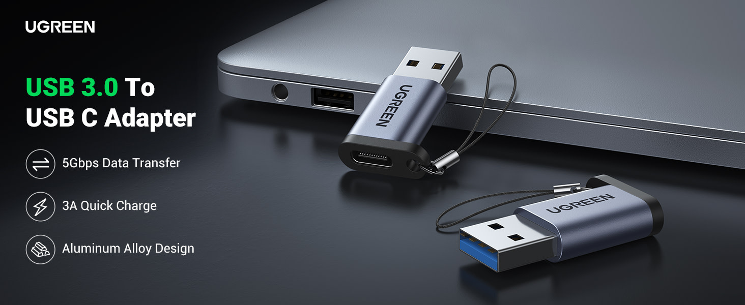 UGREEN USB-A to USB-C Adapter - Gray