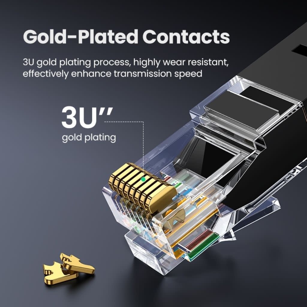 UGREEN Cat 6 RJ45 1000mbps Rounded Ethernet Lan Cable 2m - Black