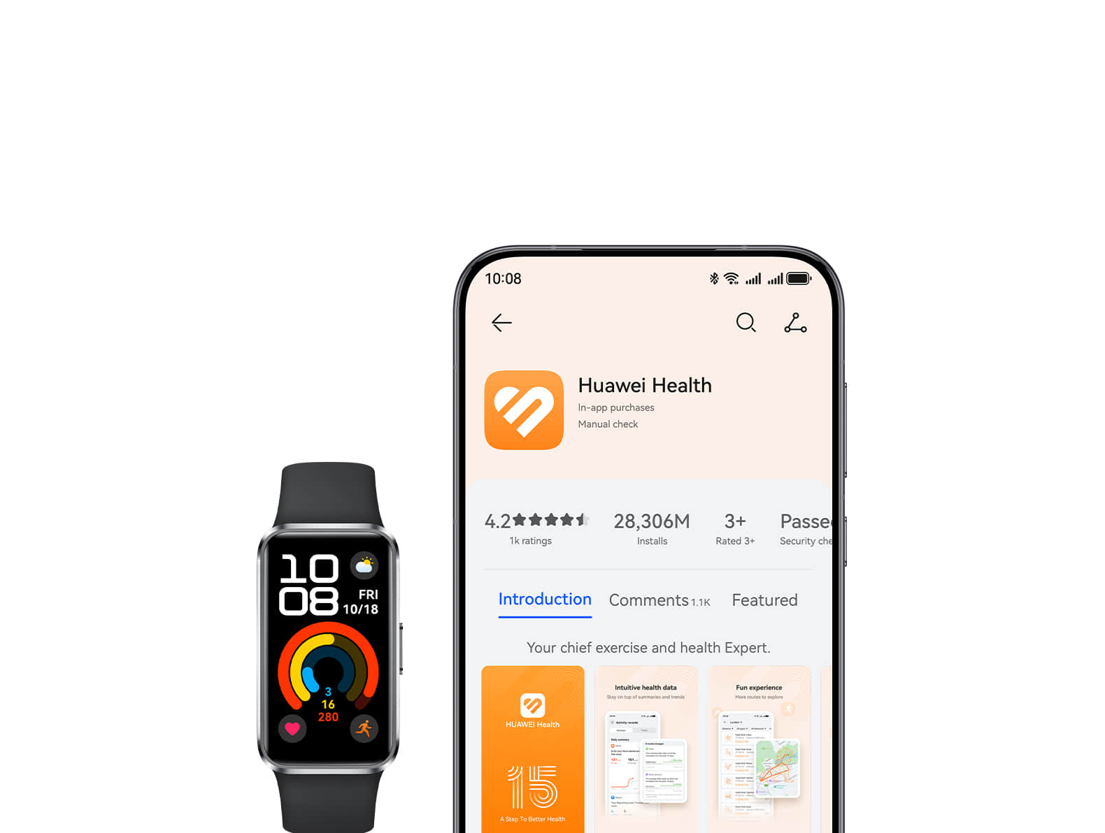 Huawei Band 10 Fluoroelastomer Strap With Aluminum Alloy Case - Black